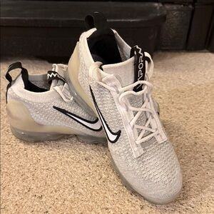 Nike White and Black Air VaporMax Sneakers